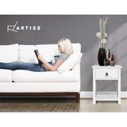 Artiss 2 X Bedside Table 1 Drawer with Shelf - EMMA White DRESS-D-BS-1DX2