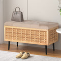 Artiss Storage Ottoman Blanket Box 80cm Weaved Velvet Pine DRESS-D-OTM-L80-WDGY