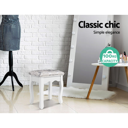 Artiss Dressing Table Stool Velvet White DRESS-D-STOOL-WH