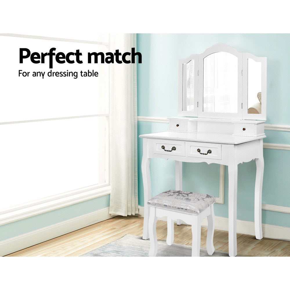 Artiss Dressing Table Stool Velvet White DRESS-D-STOOL-WH
