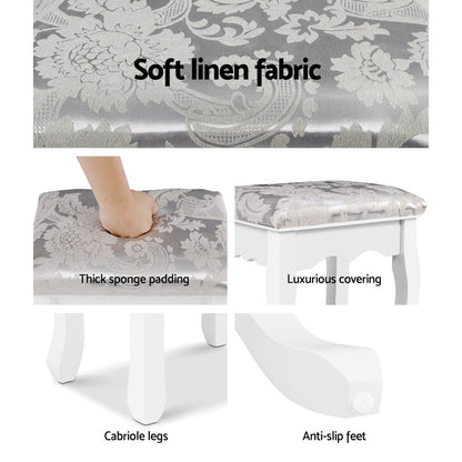 Artiss Dressing Table Stool Velvet White DRESS-D-STOOL-WH