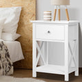 Artiss Bedside Table 1 Drawer with Shelf - EMMA White DRESS-TAB-BS-1D
