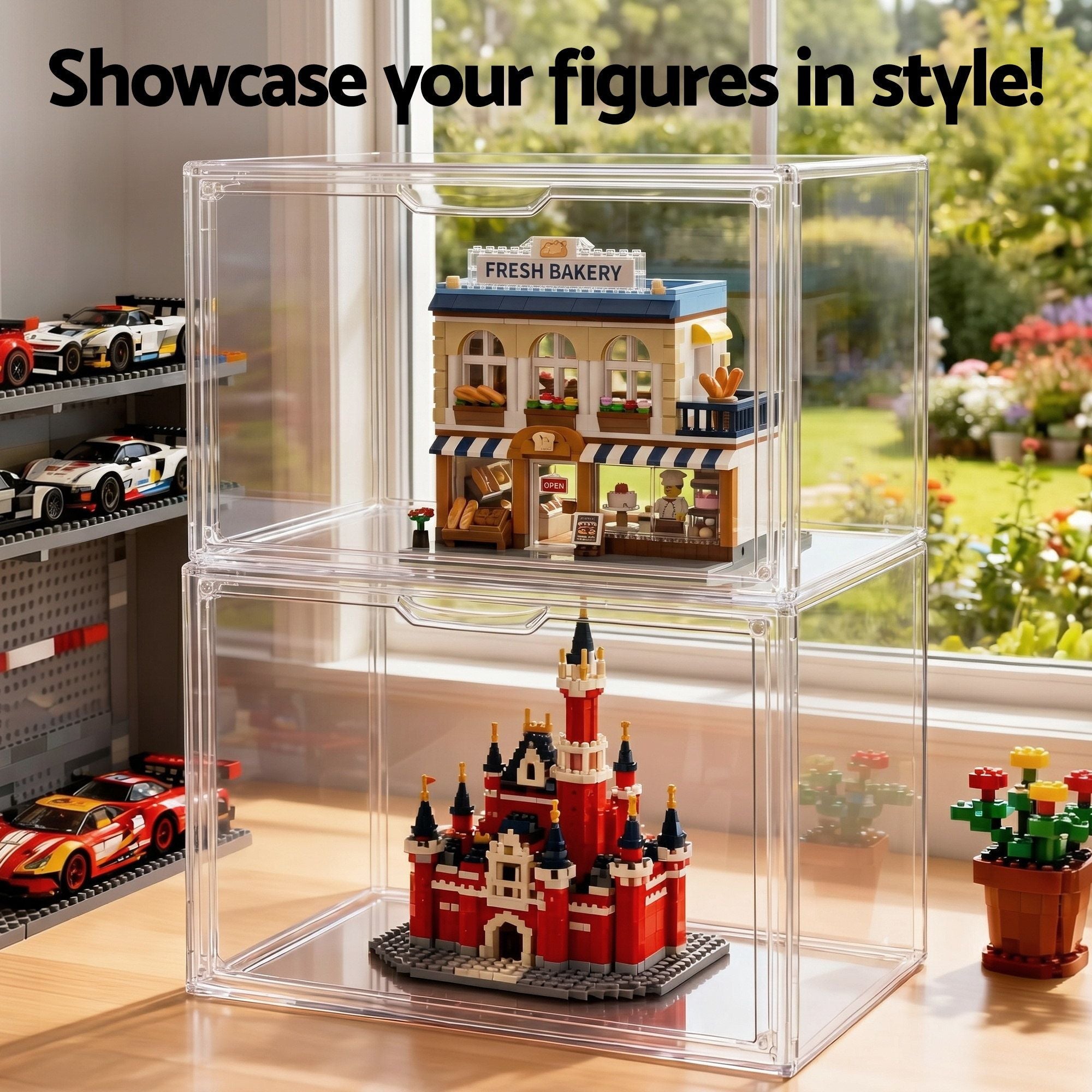 Artiss Clear Acrylic Display Case Box 2 Pack For Toys 54cm DS-27-CLX2