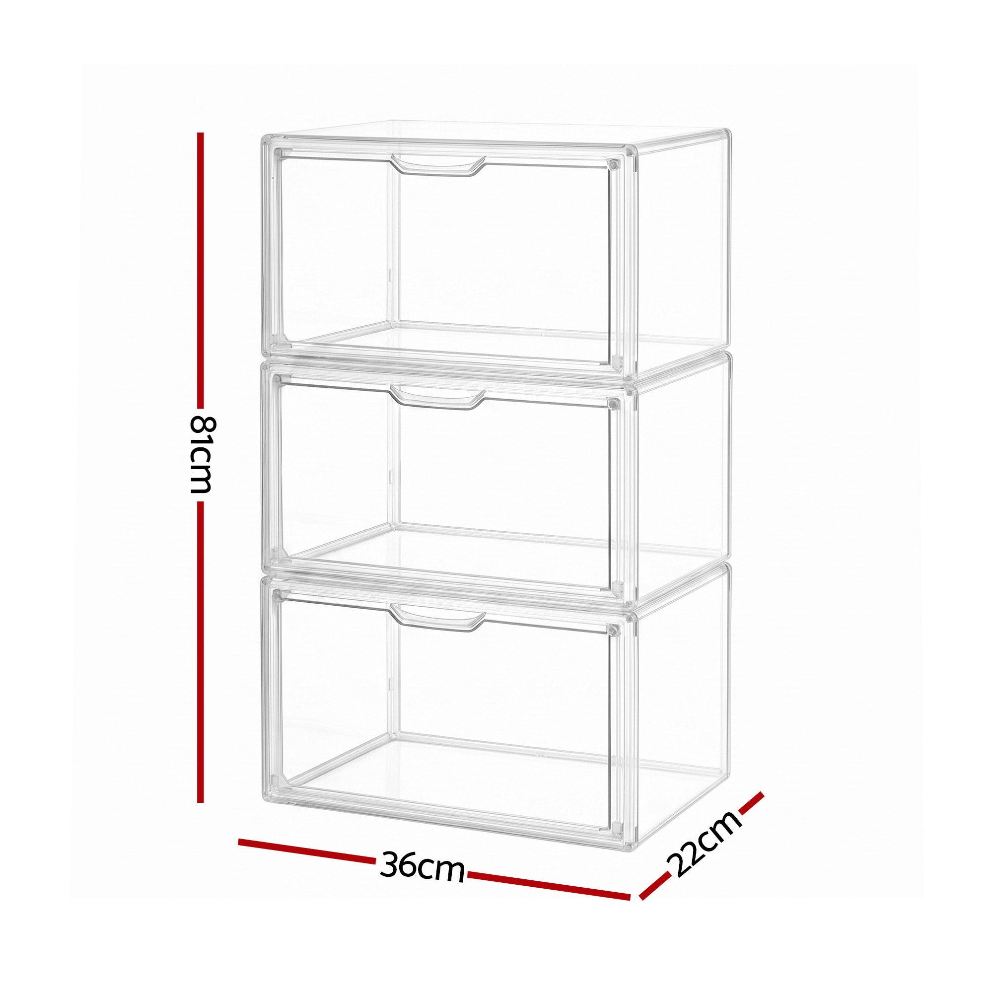Artiss Clear Acrylic Display Case 3 Pack Toy Storage Box DS-27-CLX3