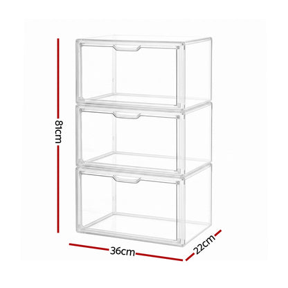 Artiss Clear Acrylic Display Case 3 Pack Toy Storage Box DS-27-CLX3