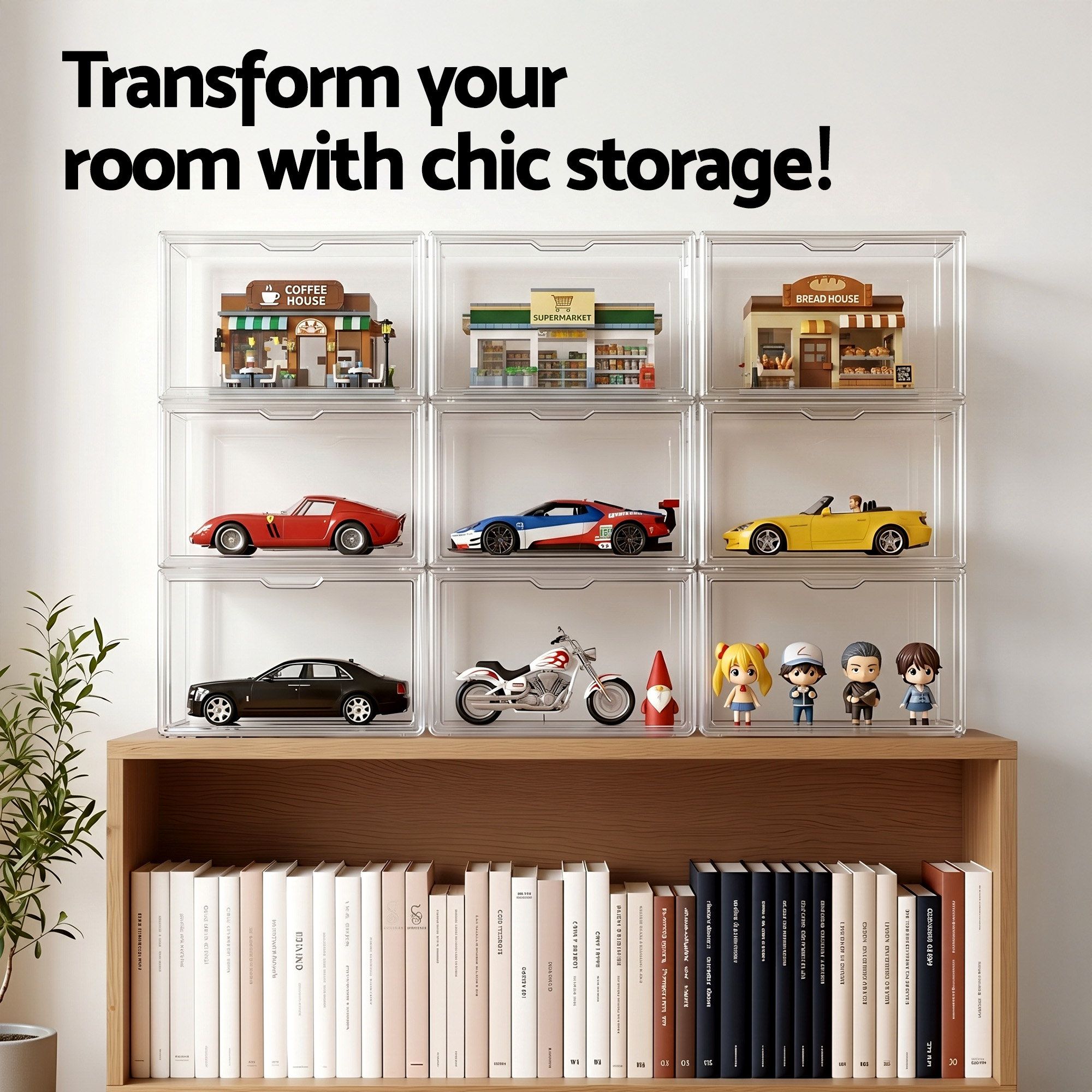 Artiss Clear Acrylic Display Case 3 Pack Toy Storage Box DS-27-CLX3