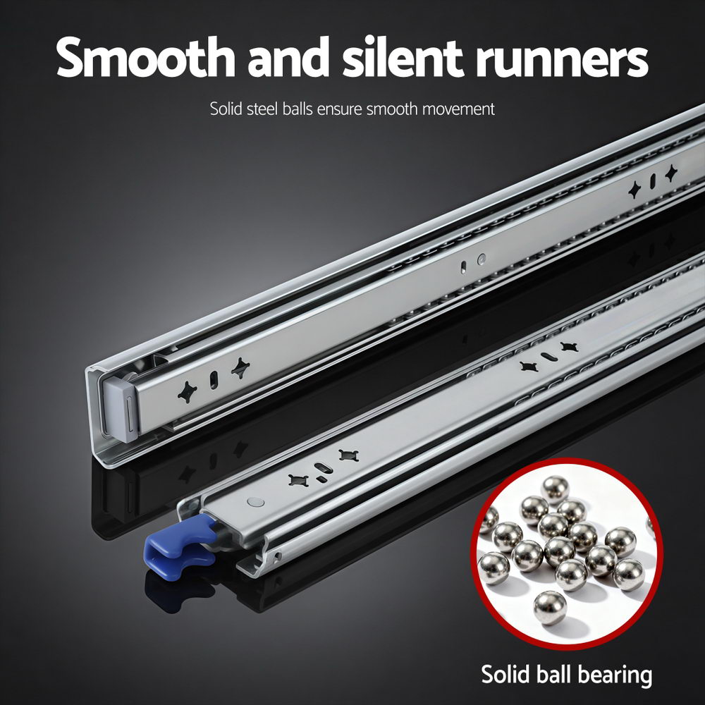 Giantz 2x Drawer Slides Heavy Duty Full Extension Locking 700-1400mm Length DS-53MM-700-SI