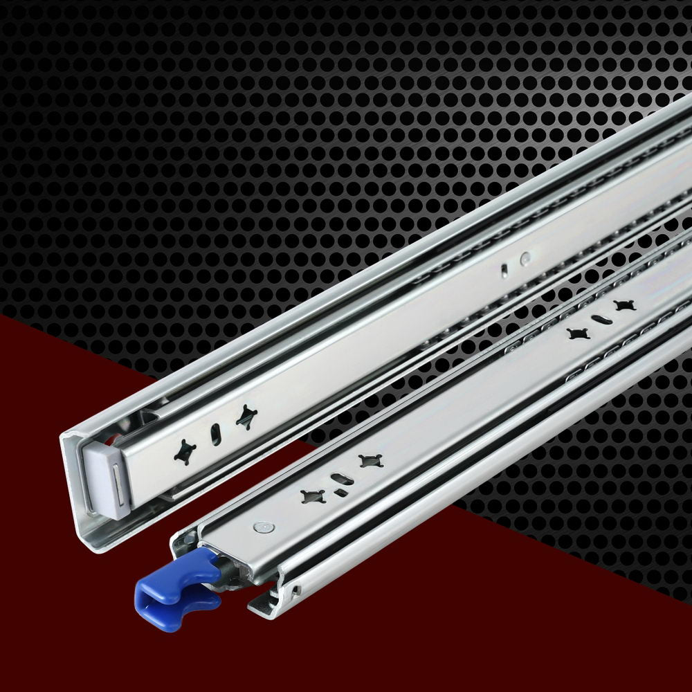 Giantz 2x Drawer Slides Heavy Duty Full Extension Locking 700-1400mm Length DS-53MM-700-SI