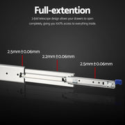 Giantz 2x Drawer Slides Full Extension Locking 227kg 1321-2642mm Length DS-76MM-1321-SI