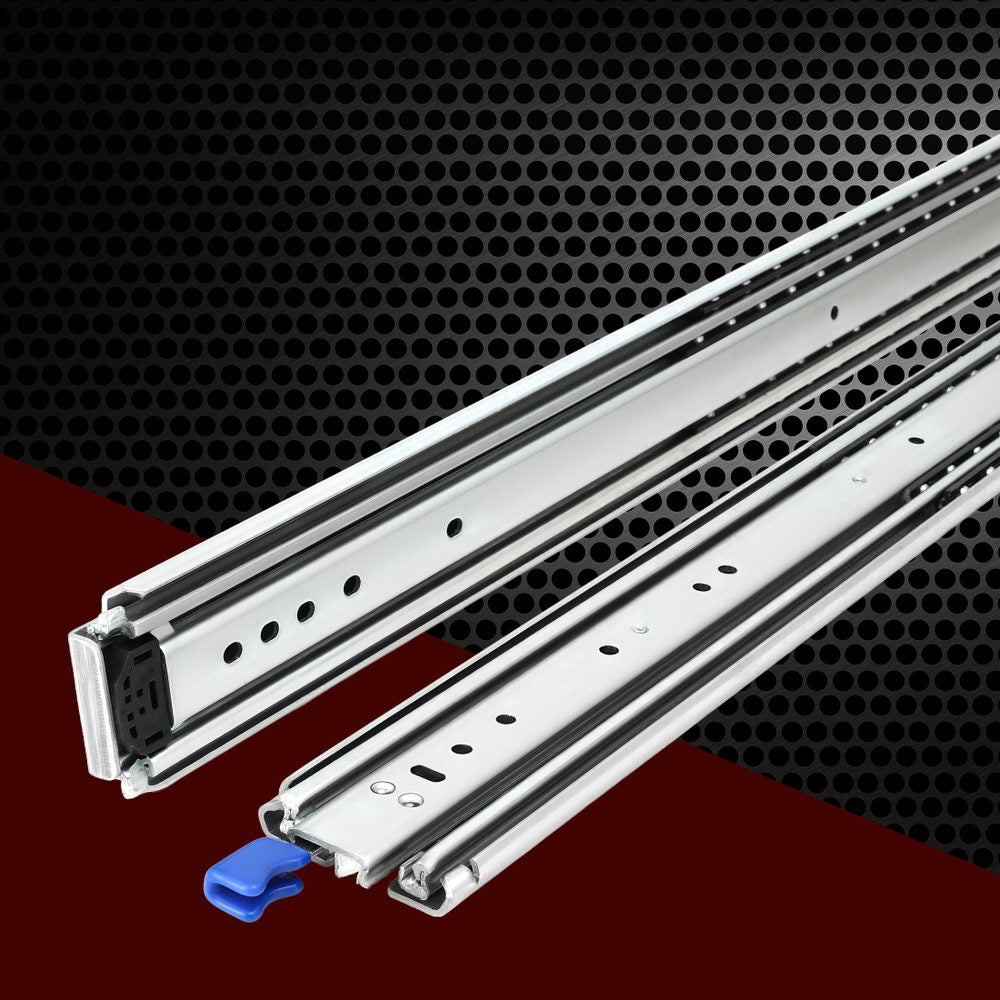 Giantz 2x Drawer Slides Full Extension Locking 227kg 1524-3048mm Length DS-76MM-1524-SI