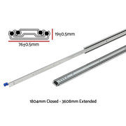Giantz 2x Drawer Slides Full Extension Locking 227kg 1804-3608mm Length DS-76MM-1804-SI