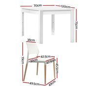 1 Artiss Dining Table and 4 Chairs Set White Wood DSET-120WH-086-WHX4