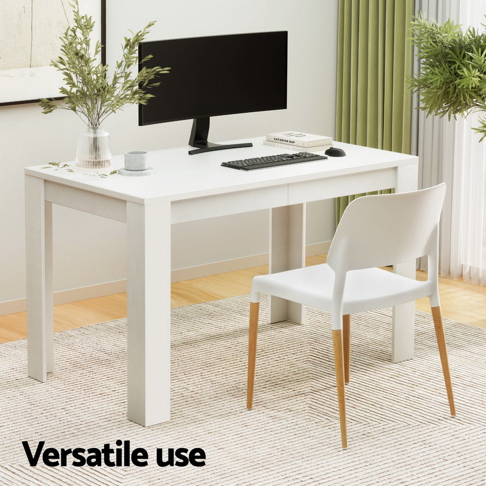 1 Artiss Dining Table and 4 Chairs Set White Wood DSET-120WH-086-WHX4