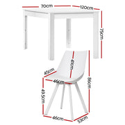 1 Artiss Dining Table and 4 Chairs Set Rectangle White DSET-120WH-5221-WHX4