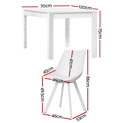 1 Artiss Dining Table and 4 Chairs Set Rectangle White DSET-120WH-5221-WHX4