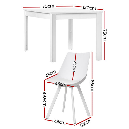 1 Artiss Dining Table and 4 Chairs Set Rectangle White DSET-120WH-5221-WHX4