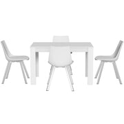 1 Artiss Dining Table and 4 Chairs Set Rectangle White DSET-120WH-5221-WHX4