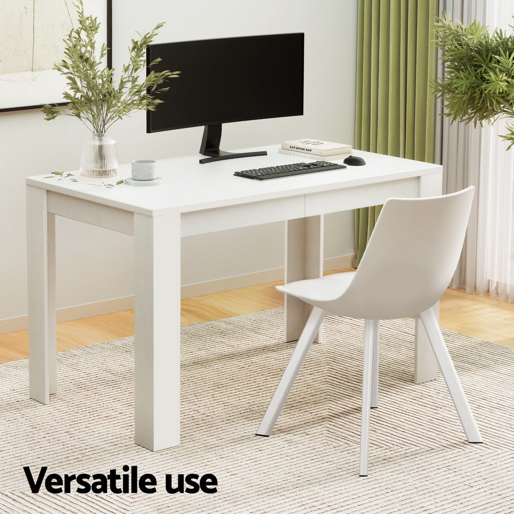 1 Artiss Dining Table and 4 Chairs Set Rectangle White DSET-120WH-5221-WHX4