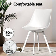 1 Artiss Dining Table and 4 Chairs Set Rectangle White DSET-120WH-5221-WHX4