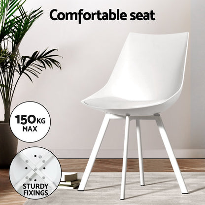 1 Artiss Dining Table and 4 Chairs Set Rectangle White DSET-120WH-5221-WHX4