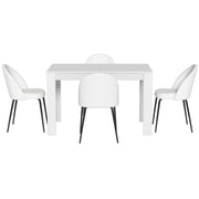 1 Artiss Dining Table and 4 Chairs Set White Sherpa DSET-120WH-VEL150-WHX4