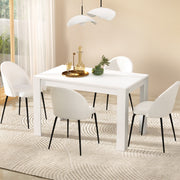 1 Artiss Dining Table and 4 Chairs Set White Sherpa DSET-120WH-VEL150-WHX4