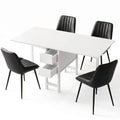 Artiss Dining Table and Chairs Set 5pcs Foldable Kitchen Furniture with 2 Drawers Black and White DSET-CHANGE-DIN-2602-BKX4