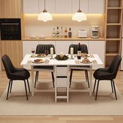 Artiss Dining Table and Chairs Set 5pcs Foldable Kitchen Furniture with 2 Drawers Black and White DSET-CHANGE-DIN-2602-BKX4