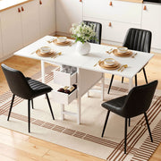 Artiss Dining Table and Chairs Set 5pcs Foldable Kitchen Furniture with 2 Drawers Black and White DSET-CHANGE-DIN-2602-BKX4