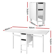 Artiss Dining Table and Chairs Set 5pcs Foldable with 2 Drawers Black and White DSET-CHANGE-DIN-B04-BKX4