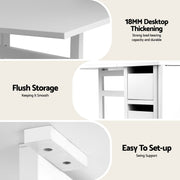 Artiss Dining Table and Chairs Set 5pcs Foldable with 2 Drawers Black and White DSET-CHANGE-DIN-B04-BKX4