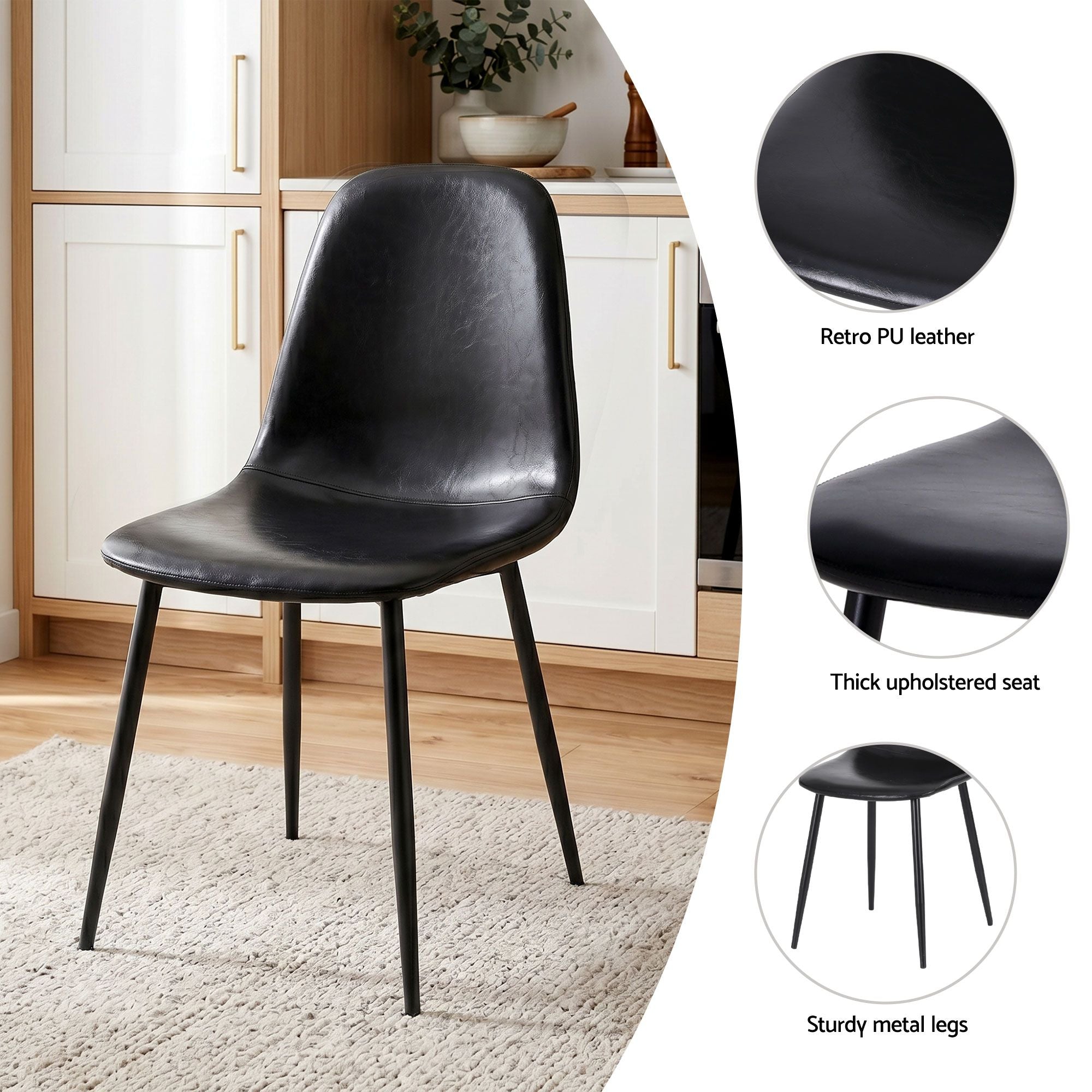 Artiss Dining Table and Chairs Set 5pcs Foldable with 2 Drawers Black and White DSET-CHANGE-DIN-B04-BKX4
