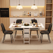 Artiss Dining Table and Chairs Set 5pcs Foldable with 2 Drawers Black and White DSET-CHANGE-DIN-B04-BKX4