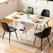 Artiss Dining Table and Chairs Set 5pcs Foldable with 2 Drawers Black and White DSET-CHANGE-DIN-B04-BKX4