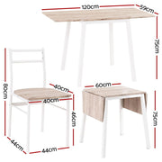 Artiss Dining Table and Chairs Set 5pcs Foldable Kitchen Furniture Natural White DSET-D-BH07-OA-AB