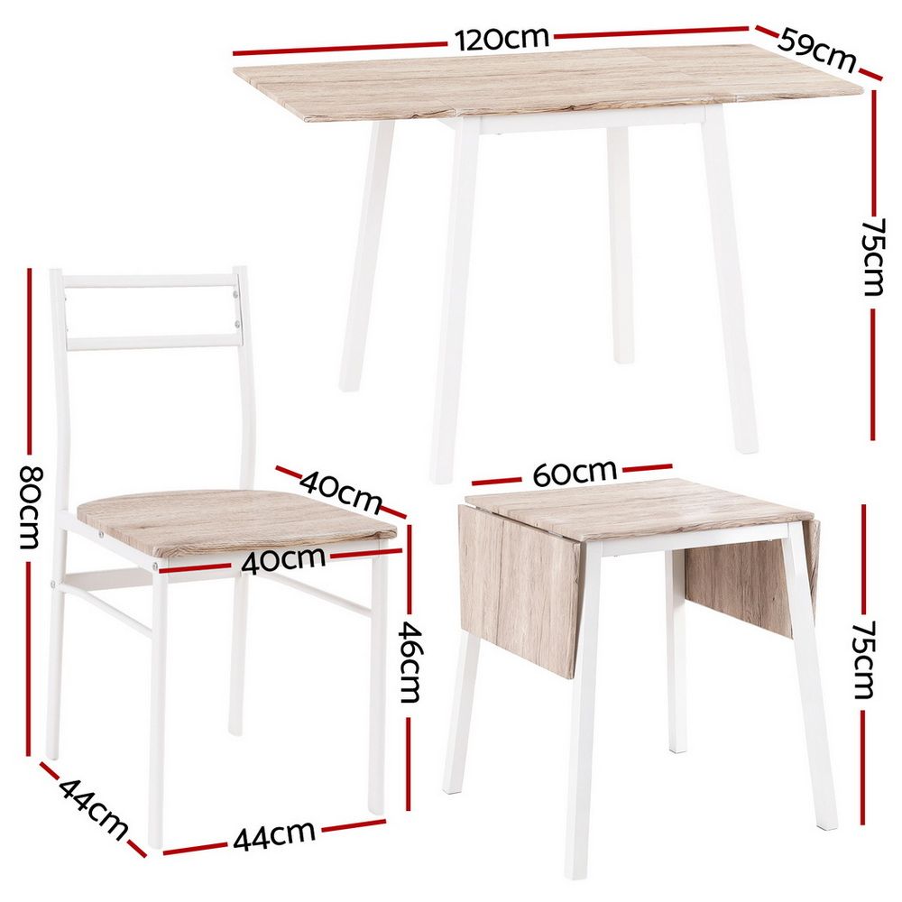 Artiss Dining Table and Chairs Set 5pcs Foldable Kitchen Furniture Natural White DSET-D-BH07-OA-AB