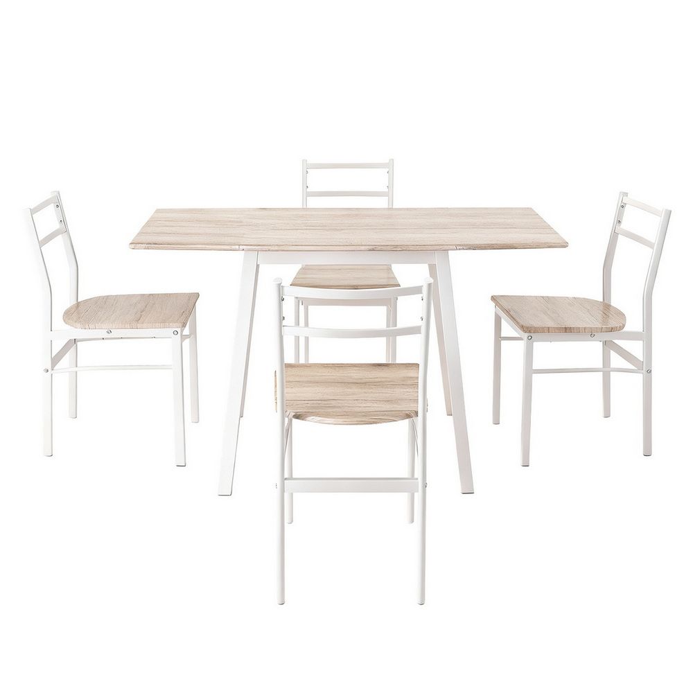 Artiss Dining Table and Chairs Set 5pcs Foldable Kitchen Furniture Natural White DSET-D-BH07-OA-AB
