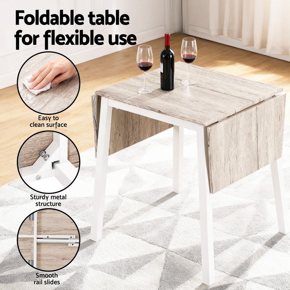 Artiss Dining Table and Chairs Set 5pcs Foldable Kitchen Furniture Natural White DSET-D-BH07-OA-AB