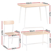 Artiss Dining Table and Chairs Set of 4 Bench Kitchen Furniture Natural and White DSET-D-BH10-OA