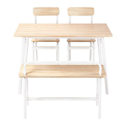 Artiss Dining Table and Chairs Set of 4 Bench Kitchen Furniture Natural and White DSET-D-BH10-OA