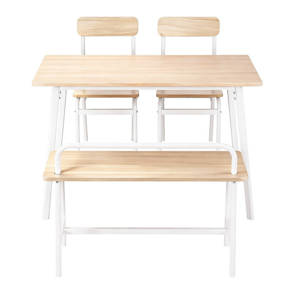 Artiss Dining Table and Chairs Set of 4 Bench Kitchen Furniture Natural and White DSET-D-BH10-OA
