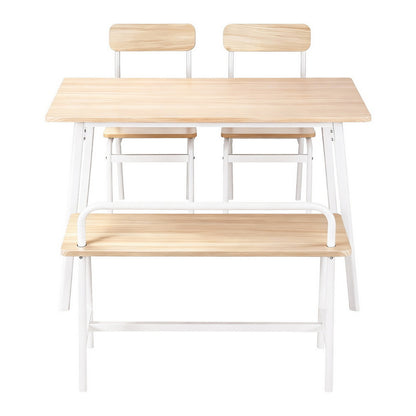 Artiss Dining Table and Chairs Set of 4 Bench Kitchen Furniture Natural and White DSET-D-BH10-OA