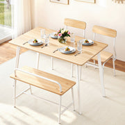 Artiss Dining Table and Chairs Set of 4 Bench Kitchen Furniture Natural and White DSET-D-BH10-OA