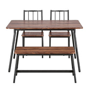 Artiss Dining Table and Chairs Set of 4 Bench Kitchen Furniture Rustic Brown DSET-D-BH11-BR