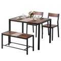 Artiss Dining Table and Chairs Set of 4 Bench Kitchen Furniture Rustic Brown DSET-D-BH25-BR