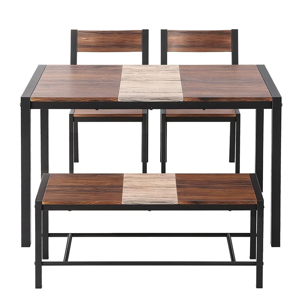 Artiss Dining Table and Chairs Set of 4 Bench Kitchen Furniture Rustic Brown DSET-D-BH25-BR