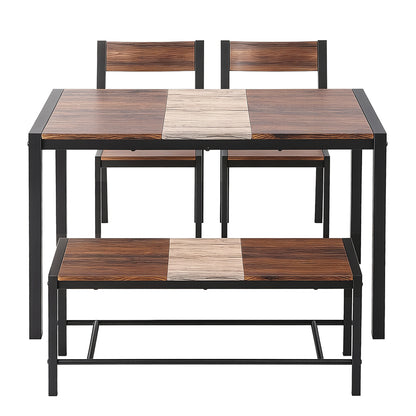 Artiss Dining Table and Chairs Set of 4 Bench Kitchen Furniture Rustic Brown DSET-D-BH25-BR