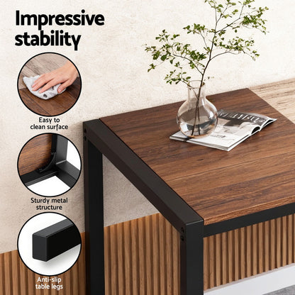 Artiss Dining Table and Chairs Set of 4 Bench Kitchen Furniture Rustic Brown DSET-D-BH25-BR