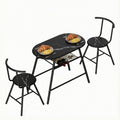 Artiss Dining Table Set 3PC Bistro Kitchen Storage Wine Rack Black Marble Style DSET-D-OVAL-BK