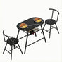 Artiss Dining Table Set 3PC Bistro Kitchen Storage Wine Rack Black Marble Style DSET-D-OVAL-BK